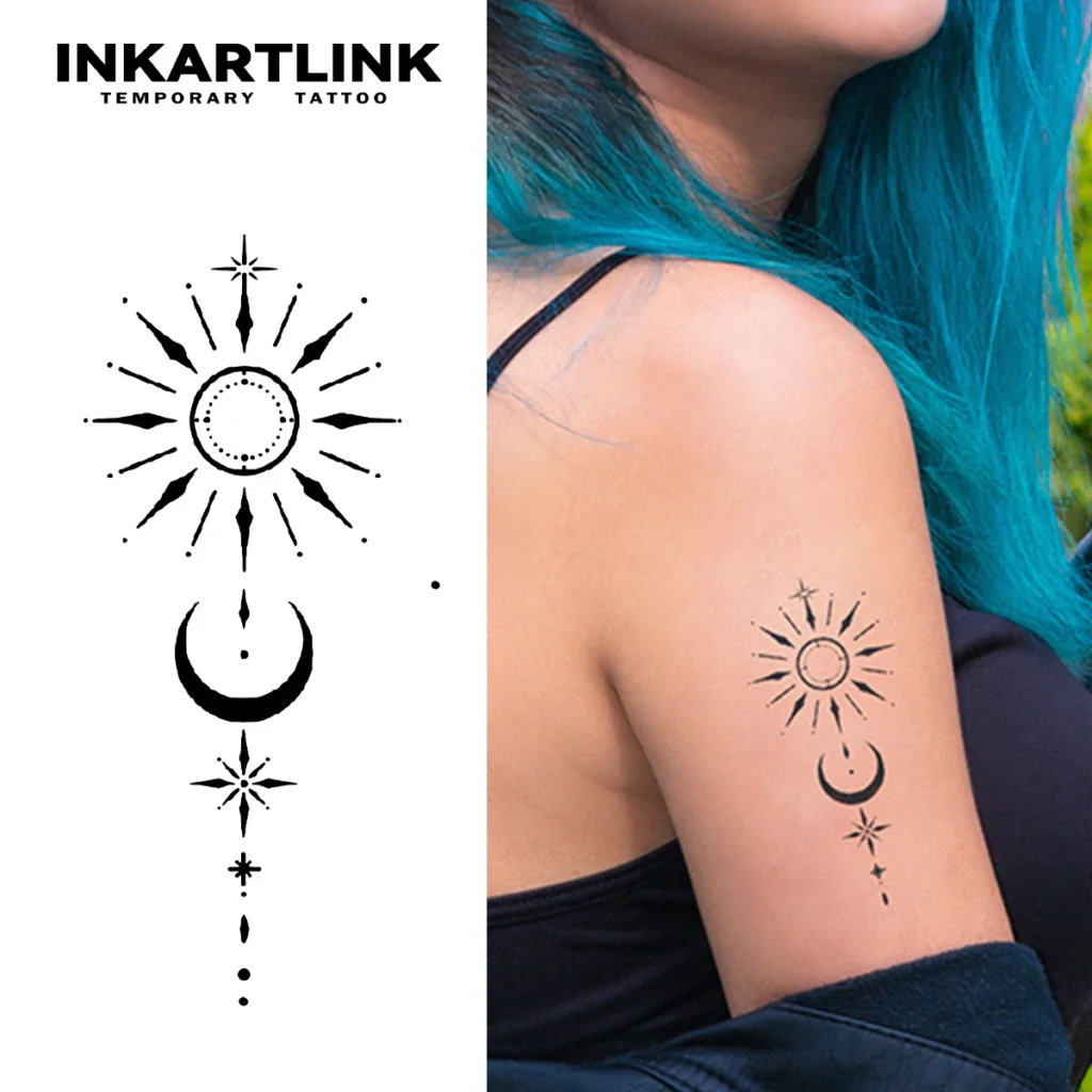 Tatouage temporaire céleste | Soleil et lune