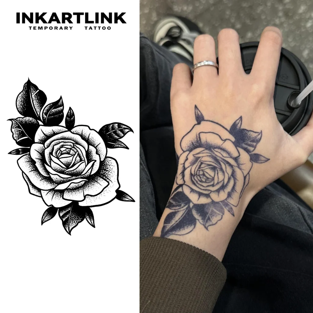 Tatouage temporaire floral | Rose détaillée