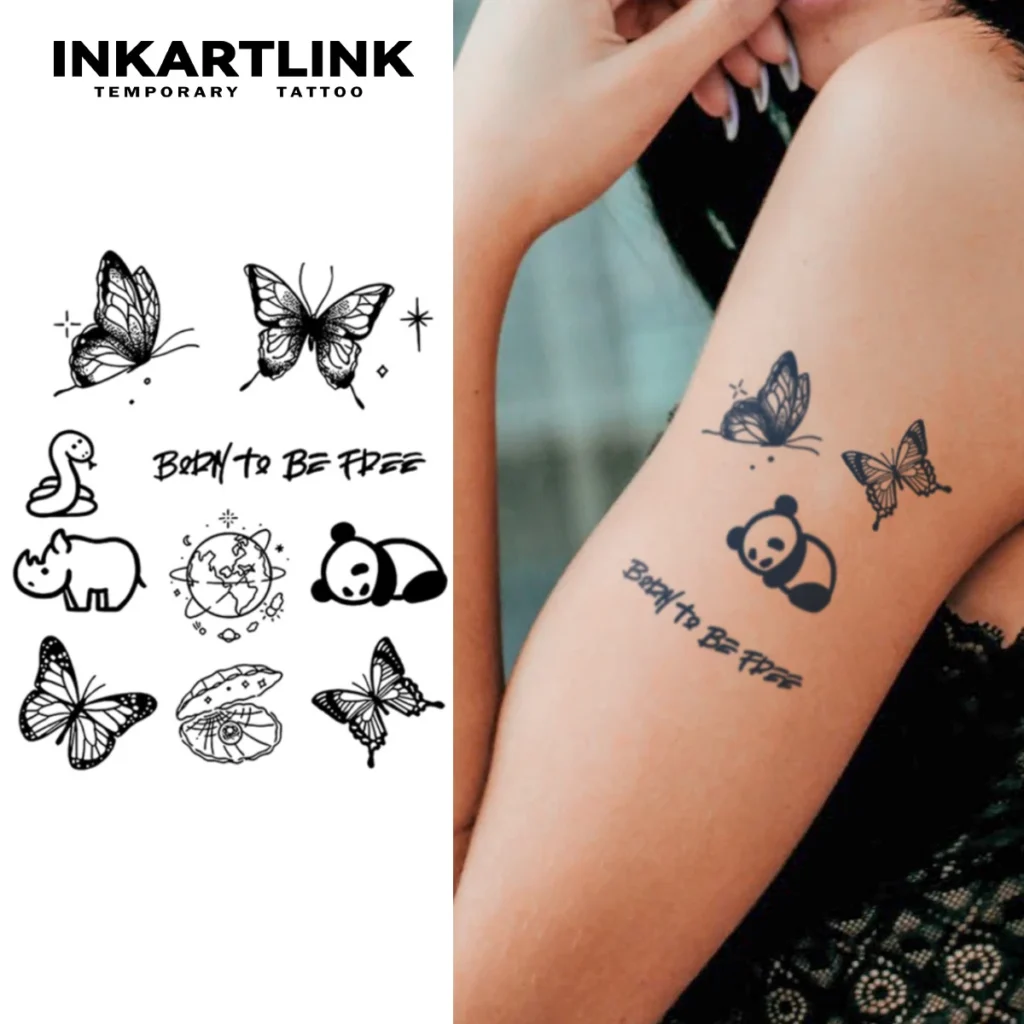 Tatouage temporaire minimaliste | Animaux et papillons