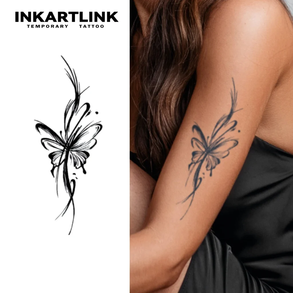 Tatouage temporaire abstrait | Papillon artistique