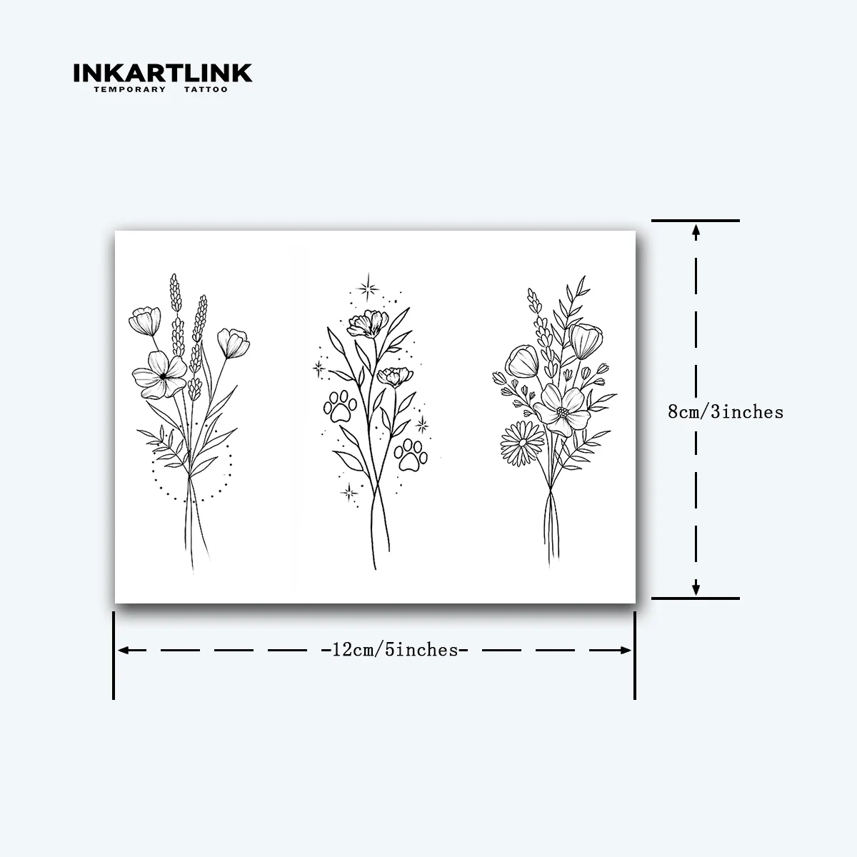 Tatouage temporaire floral | Bouquet de fleurs sauvages - 6