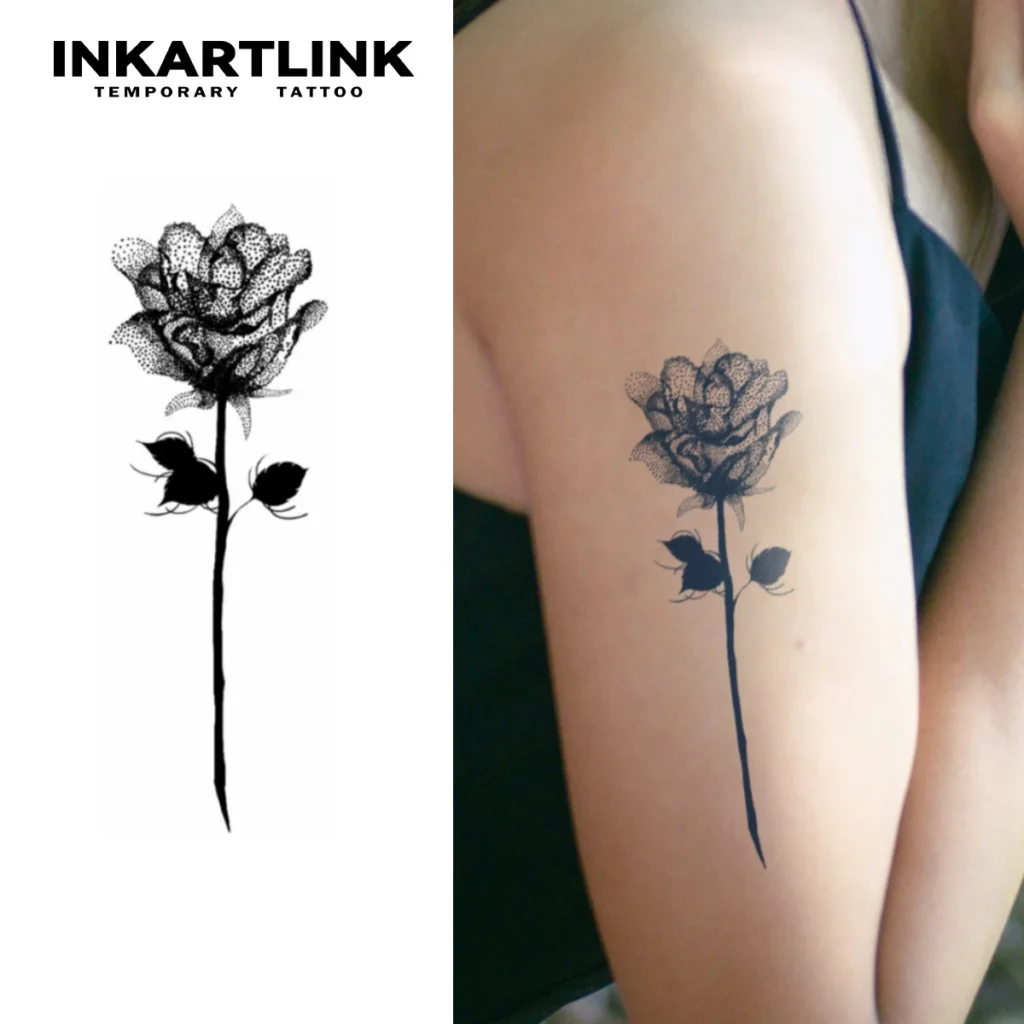 Tatouage temporaire floral | Rose en pointillés