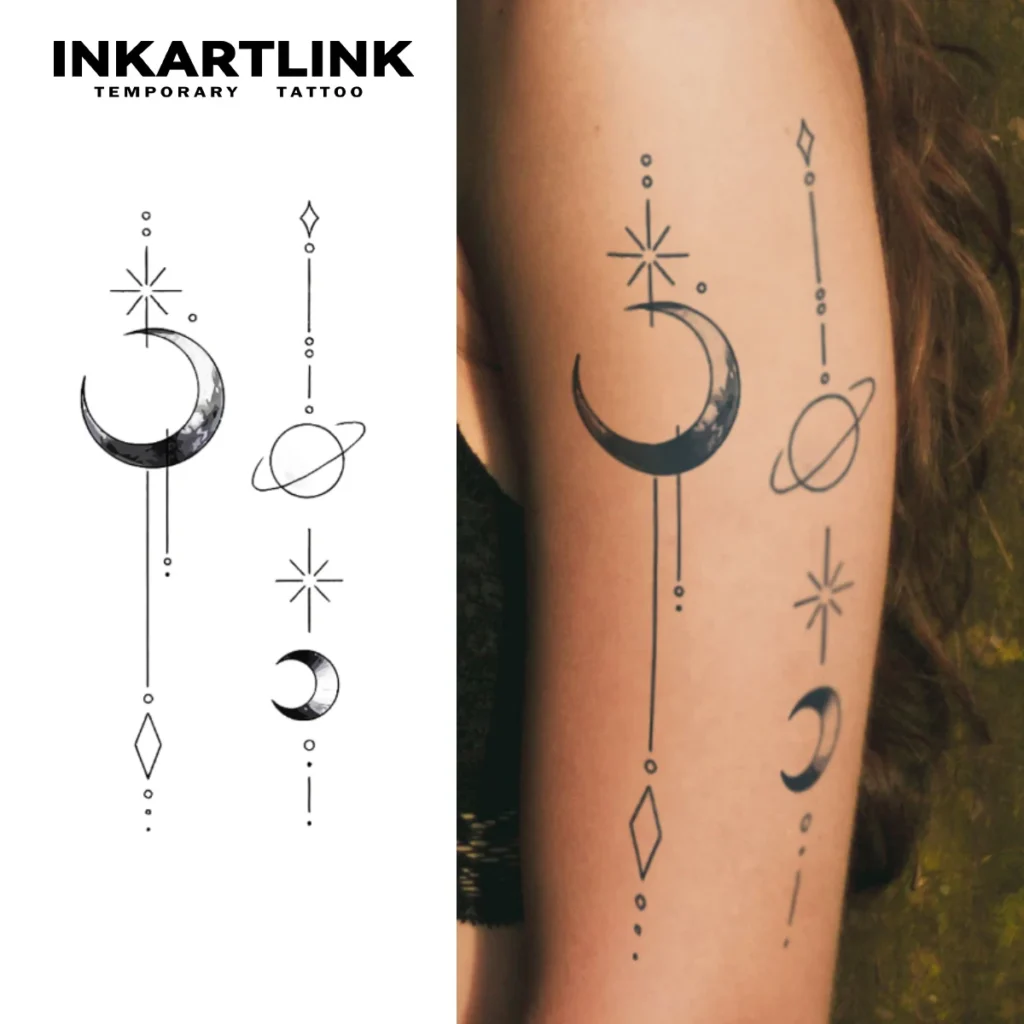 Tatouage temporaire cosmique | Planètes et étoiles