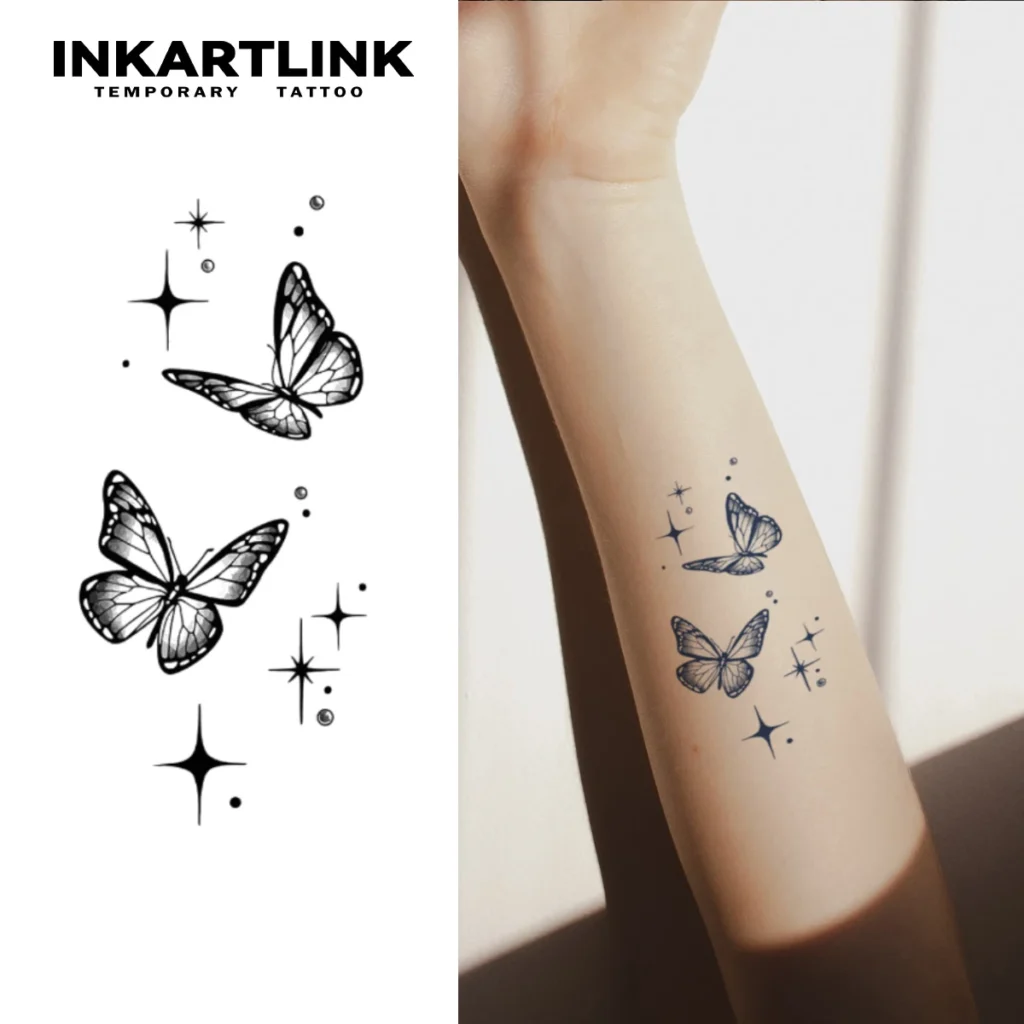 Tatouage temporaire délicat | Papillons et étoiles