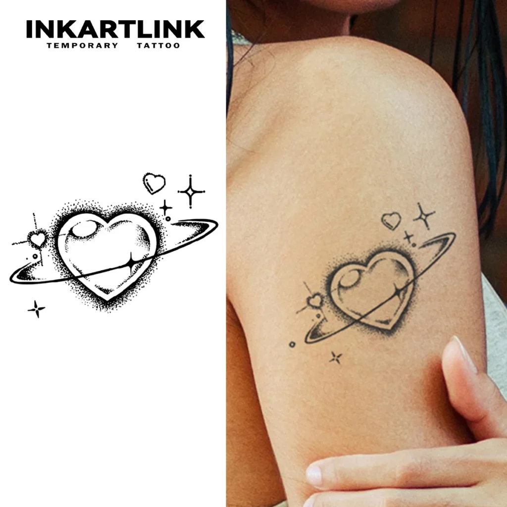 Tatouage temporaire romantique | Cœur cosmique