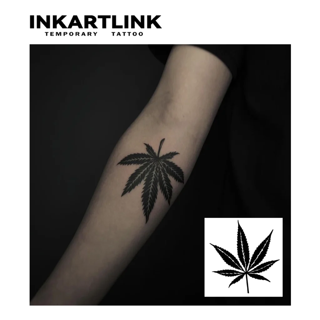 Tatouage temporaire botanique | Feuille de cannabis - 1