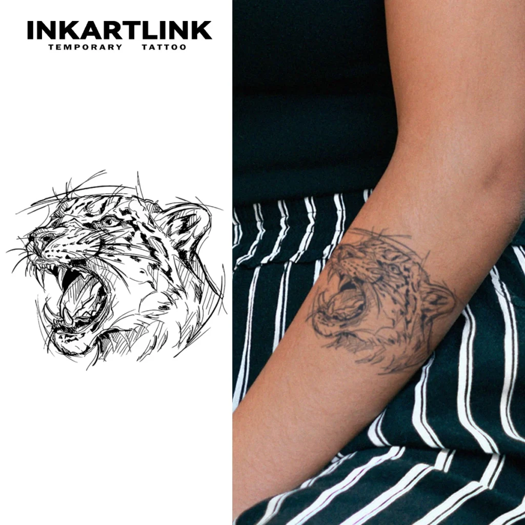 Tatouage temporaire sauvage | Tigre rugissant