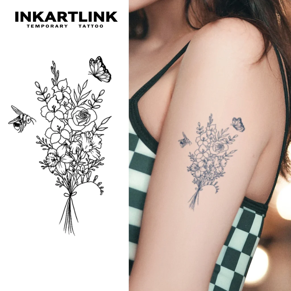 Tatouage temporaire floral | Bouquet romantique