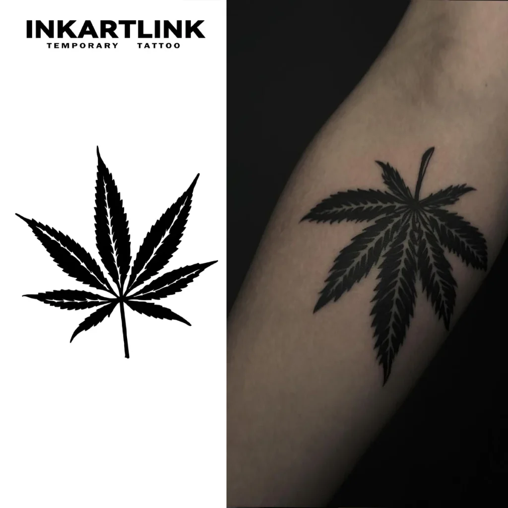 Tatouage temporaire botanique | Feuille de cannabis