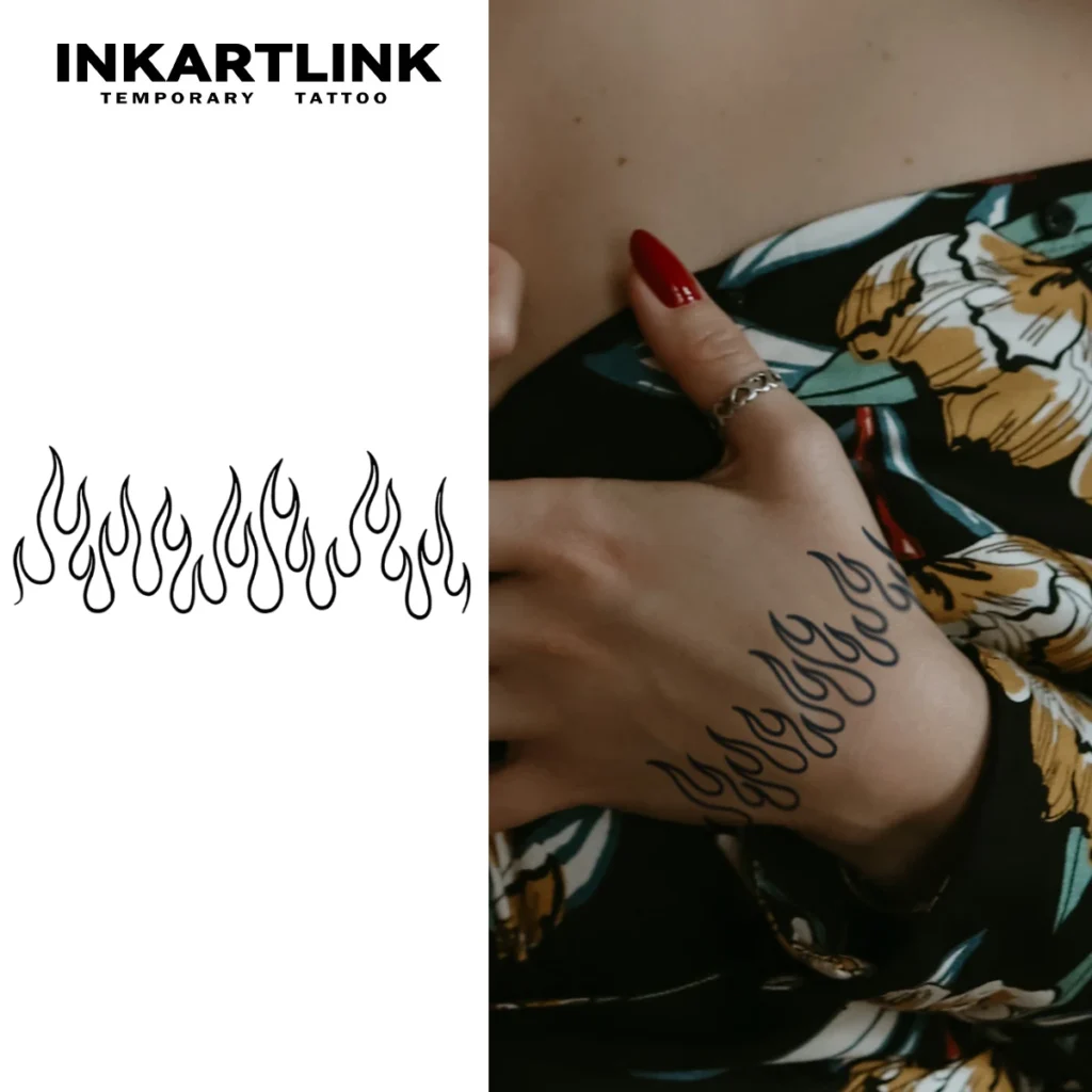 Tatouage temporaire audacieux | Flammes sur la main