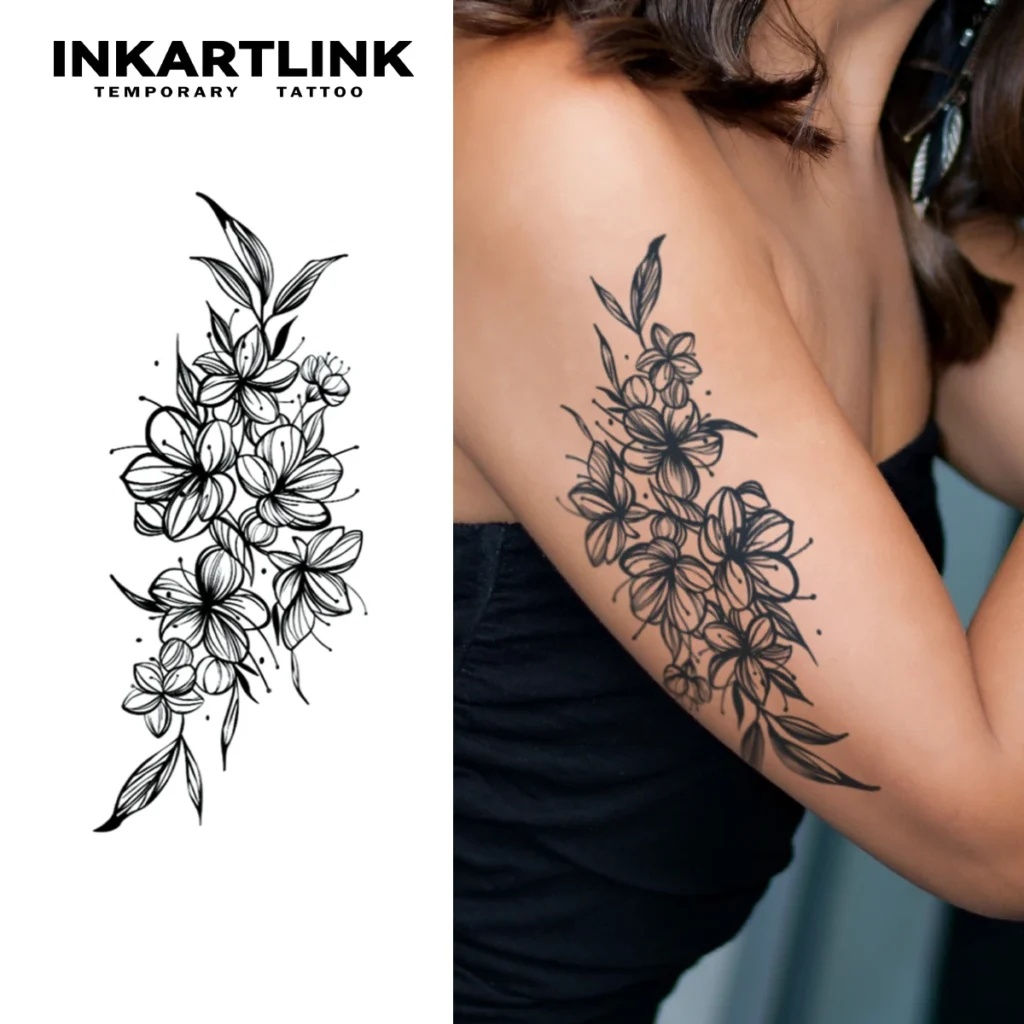 Tatouage temporaire floral | Fleurs exubérantes