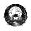 Stylized Spider Temporary Tattoo with Dark Landscape