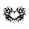 Black and White Heart Tribal Temporary Tattoo