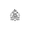 "Temporary Tattoo GRL PWR with Flames and Heart Design"