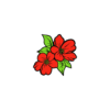 36.png Red Flower Temporary Tattoo with Green Leaves