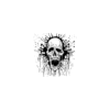 376.png Stylized Skull Temporary Tattoo with Paint Splashes