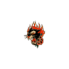 63.png Black Cat Aggressive Temporary Tattoo with Flames and Red Rose